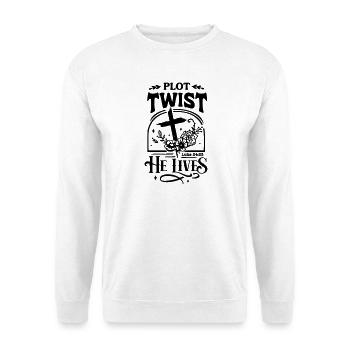 Plot Twist: Er lebt Ostern Christ - Unisex Pullover - Weiß - Vorne