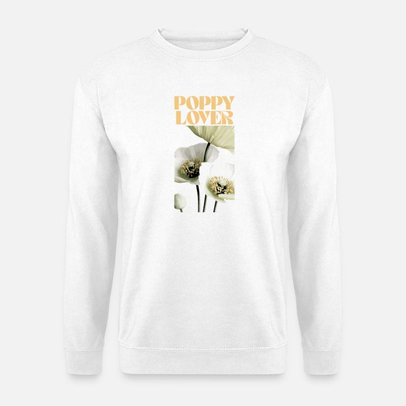 Mohnliebhaber Botanisches Blumendesign - Unisex Pullover - Weiß