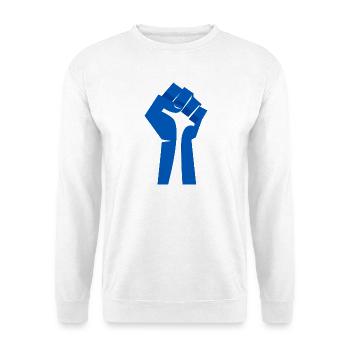 Die erhobene Faust (blau, weiß) - Unisex Pullover - Weiß - Vorne
