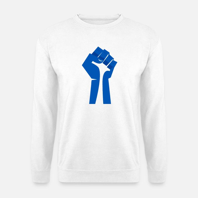 Die erhobene Faust (blau, weiß) - Unisex Pullover - Weiß