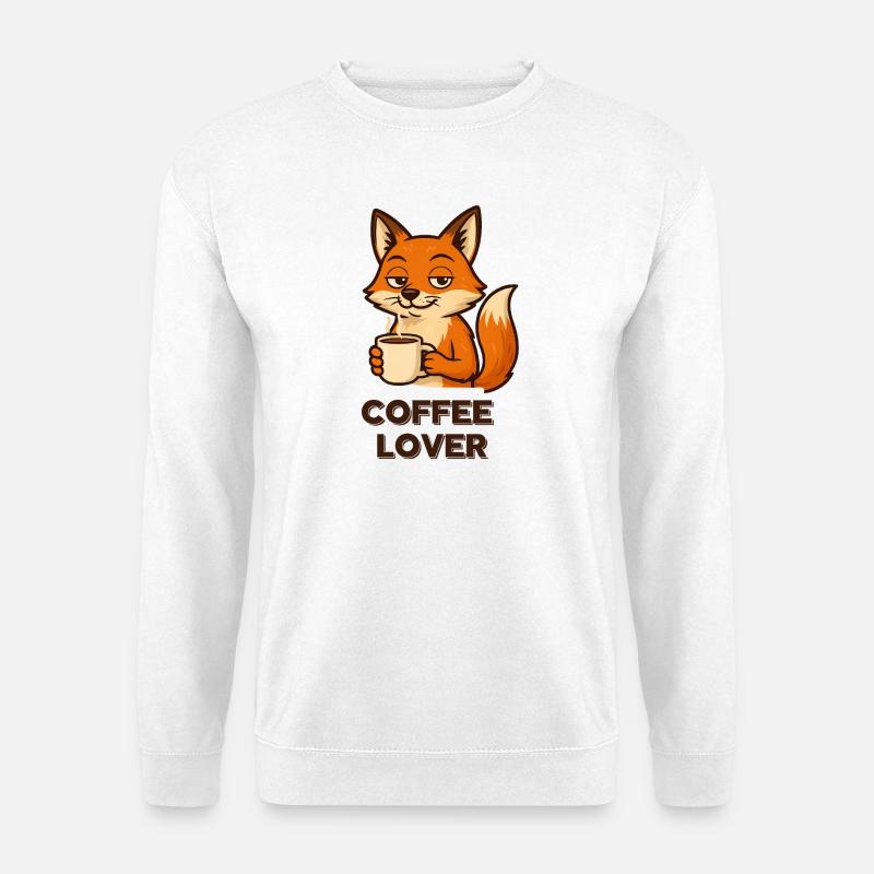 Kaffeeliebender Fuchs - Unisex Pullover - Weiß