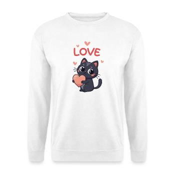 Kawaii Cat Pink Heart Love - Unisex Sweatshirt - white - Front