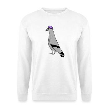 Pigeon with Beanie – Urban Minimal Illustration - Unisex Sweatshirt - white - Front