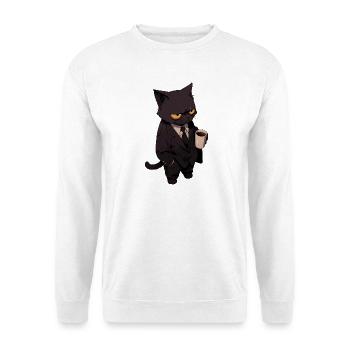 Cat in a suit with coffee - Unisex Sweatshirt - white - Front