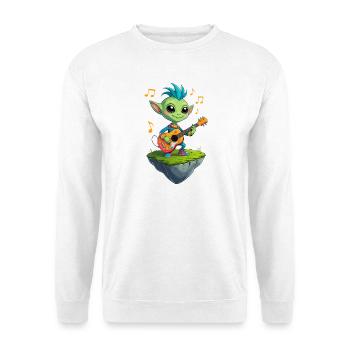 Grüner Goblin mit Gitarre - Unisex Pullover - Weiß - Vorne
