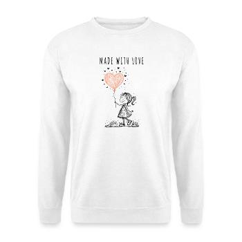 Fait avec amour – Cœur dessiné à la main - Sweat-shirt Unisexe - blanc - Devant