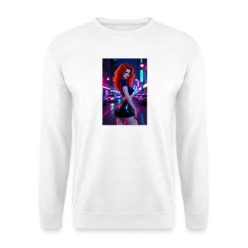 Red-haired neon city last night - Unisex Sweatshirt - white - Front