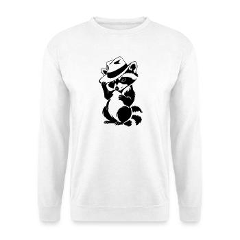 Cute raccoon with hat - Unisex Sweatshirt - white - Front