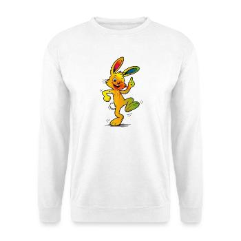 Bunter Hase Cartoon Lustiges Oster Design  - Unisex Pullover - Weiß - Vorne