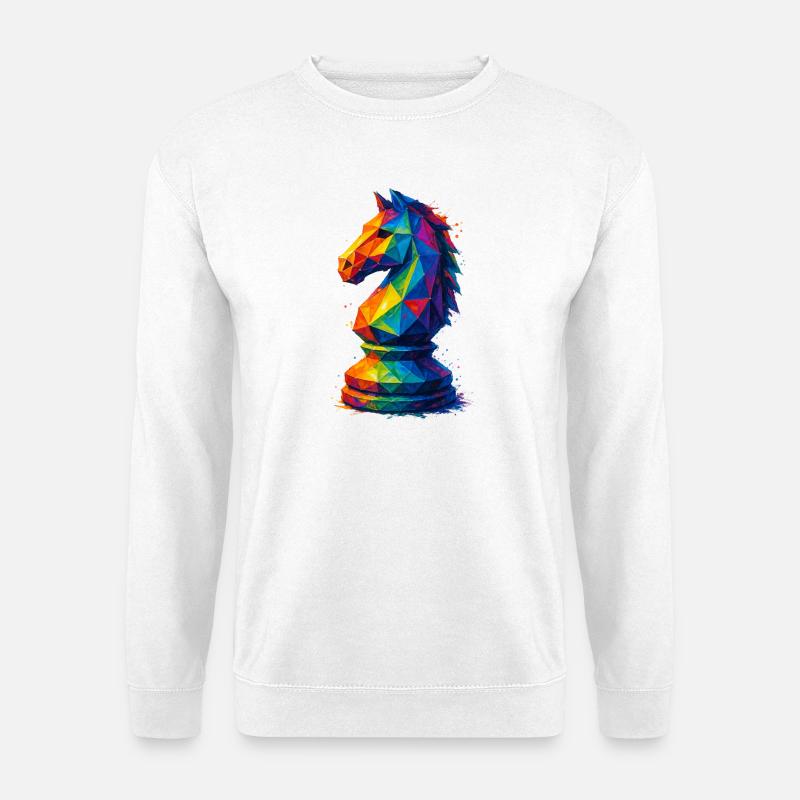 Cavalier Géométrique : L'Agilité du Saut - Sweat-shirt Unisexe - blanc