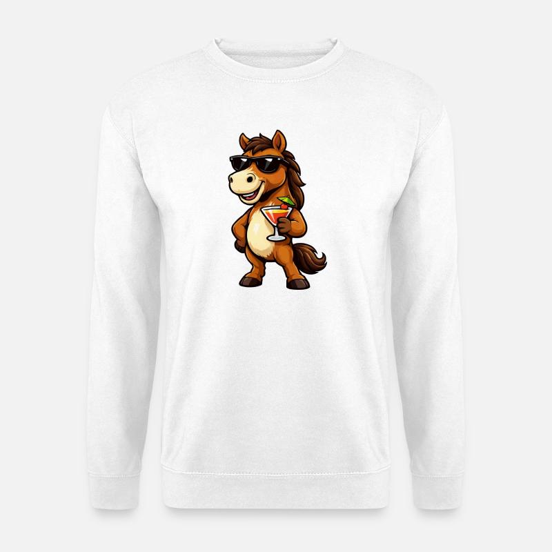 Summer Fun Horse with Cocktail - Unisex Sweatshirt - white