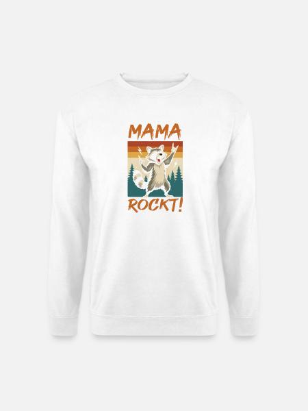 Waschbär Mutter Coole Rocker Mama - Unisex Pullover - Weiß