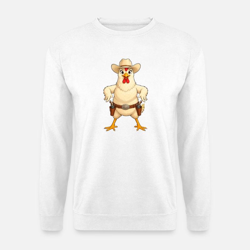 Huhn in Western Pose - Unisex Pullover - Weiß