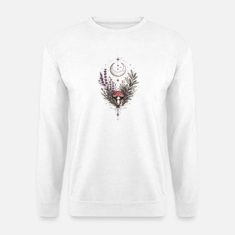 Mondpilze über Kräuter - Unisex Pullover - Weiß