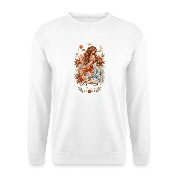 Aquarius Zodiac Terrakotta Botanische Astrologie - Unisex Pullover - Weiß - Vorne - Alina (178cm) & Michal (187cm)