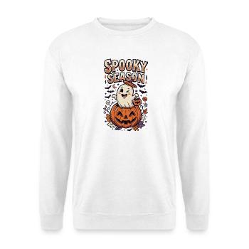 Halloween-Geist der gruseligen Jahreszeit - Unisex Pullover - Weiß - Vorne - Alina (178cm) & Michal (187cm)
