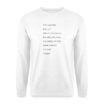 Der Hundert-Teaser – Liste der Übungen - Unisex Pullover - Weiß - Vorne - Alina (178cm) & Michal (187cm)