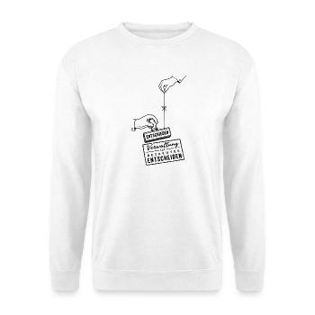 Betreutes Entscheiden - Unisex Pullover - Weiß - Vorne - Alina (178cm) & Michal (187cm)