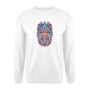 Serbien | Doppeladler & Volkskunst - Unisex Pullover - Weiß - Vorne - Alina (178cm) & Michal (187cm)