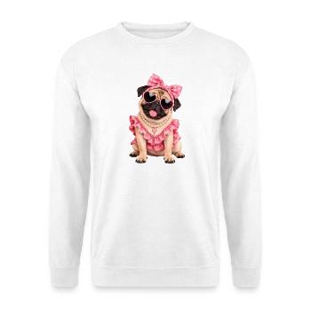 Mops Hund süßer Mops niedlicher Mops - Unisex Pullover - Weiß - Vorne - Alina (178cm) & Michal (187cm)