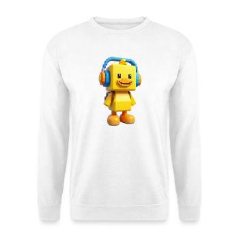 Voxelente mit Kopfhörern - Unisex Pullover - Weiß - Vorne - Alina (178cm) & Michal (187cm)