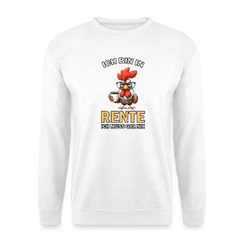 Ich Bin in Rente Ich muss gar nix - Unisex Pullover - Weiß - Vorne - Alina (178cm) & Michal (187cm)