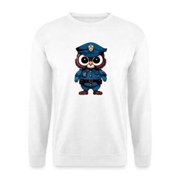 Eulen Polizist / Polizei Vogel - Unisex Pullover - Weiß - Vorne - Alina (178cm) & Michal (187cm)