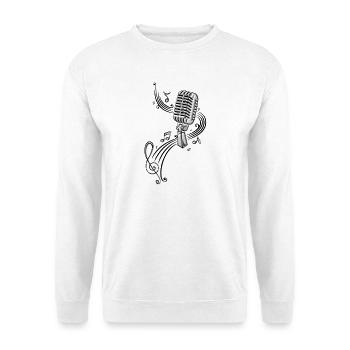 Mikrofon Microphon Micro Musik Notenschlüssel - Unisex Pullover - Weiß - Vorne