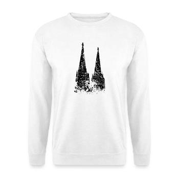 Kölner Dom aus Köln (Vintage/Schwarz) - Unisex Pullover - Weiß - Vorne