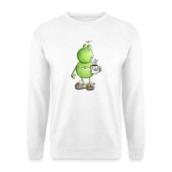 Tired morning grouch frog I overslept I coffee - Unisex Sweatshirt - white - Front
