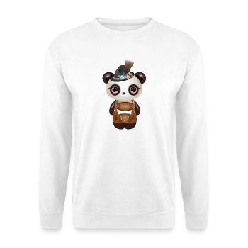 Panda mignon en costume traditionnel avec chapeau et lederhosen - Sweat-shirt Unisexe - blanc - Devant