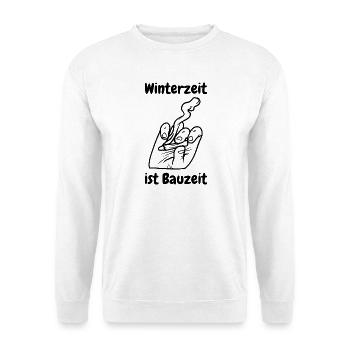 Winterzeit ist Bauzeit - Unisex Pullover - Weiß - Vorne