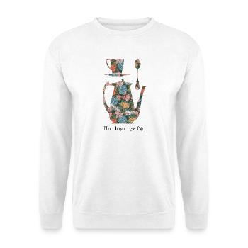 Un Bon Café Motif Retro Floral Vintage Grand Mère - Sweat-shirt Unisexe - blanc - Devant