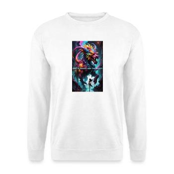 Fabelhaftes Drachen 👹 Motiv mit Neonfarben - Unisex Pullover - Weiß - Vorne