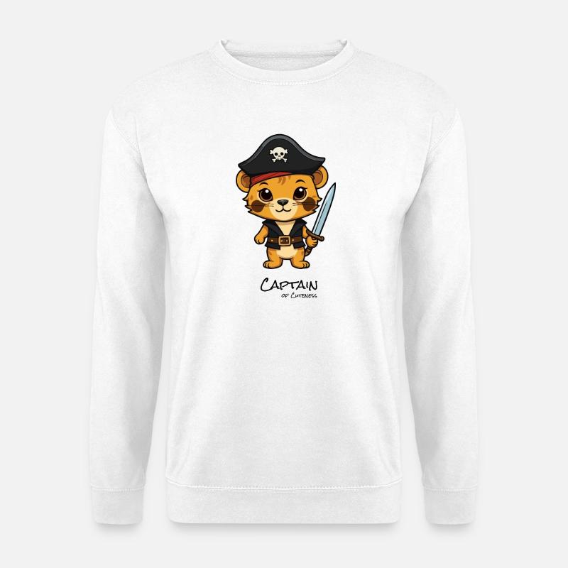Piratenkätzchen mit Säbel - Unisex Pullover - Weiß