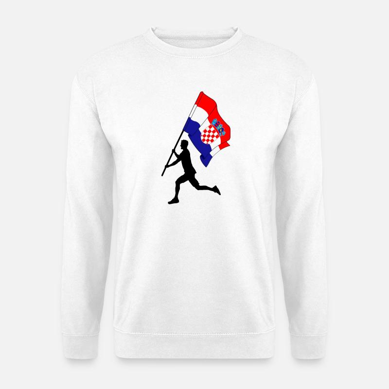 Flagge Kroatien Mann läuft - Unisex Pullover - Weiß