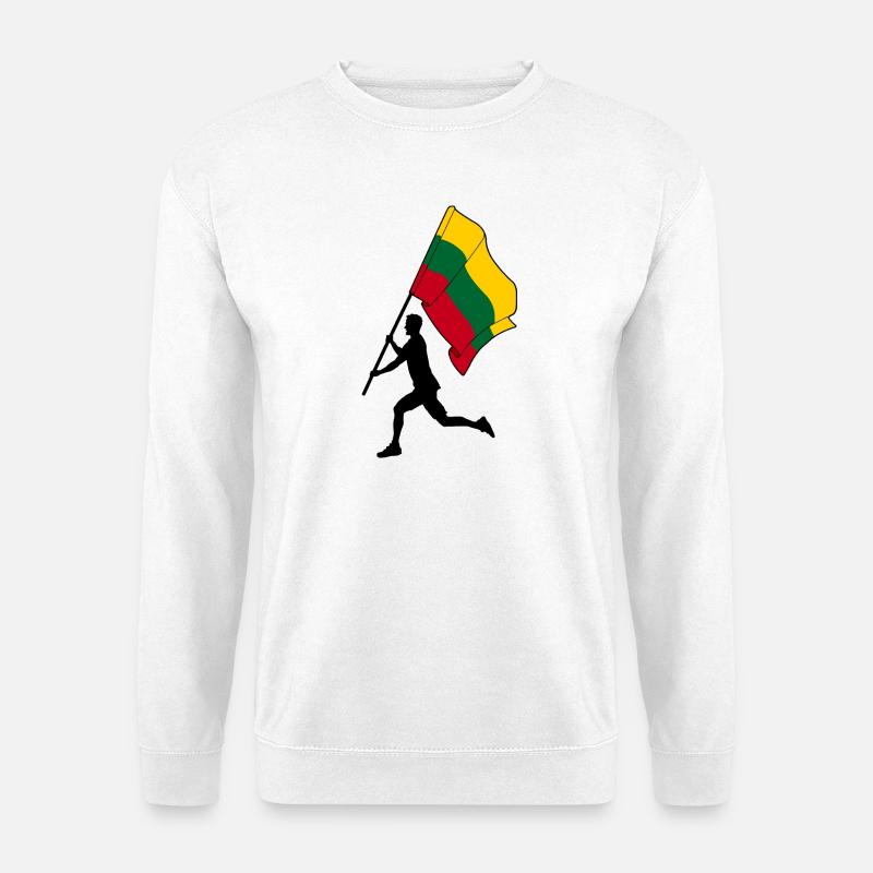 Flagge Litauen Mann läuft - Unisex Pullover - Weiß
