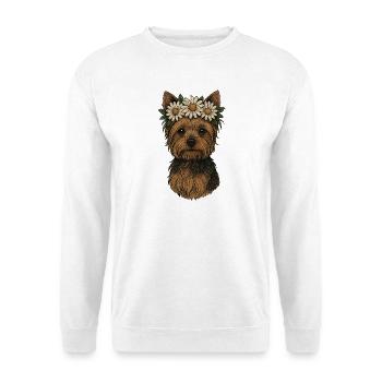 Yorkshire Terrier with Daisy Crown - Unisex Sweatshirt - white - Front