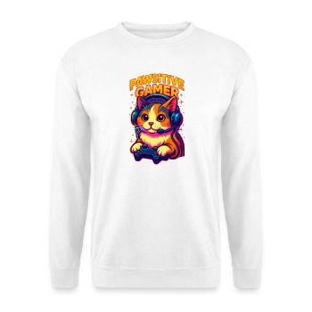 Lebhafte Gamer-Katze mit Headset, Love Cats - Unisex Pullover - Weiß - Vorne