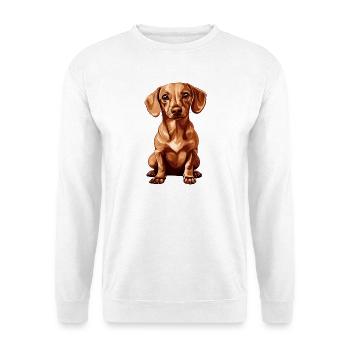 Niedlicher Dackel mit großen Augen - Unisex Pullover - Weiß - Vorne