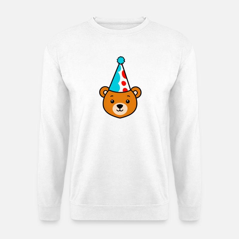 Partybär mit buntem Hut - Unisex Pullover - Weiß