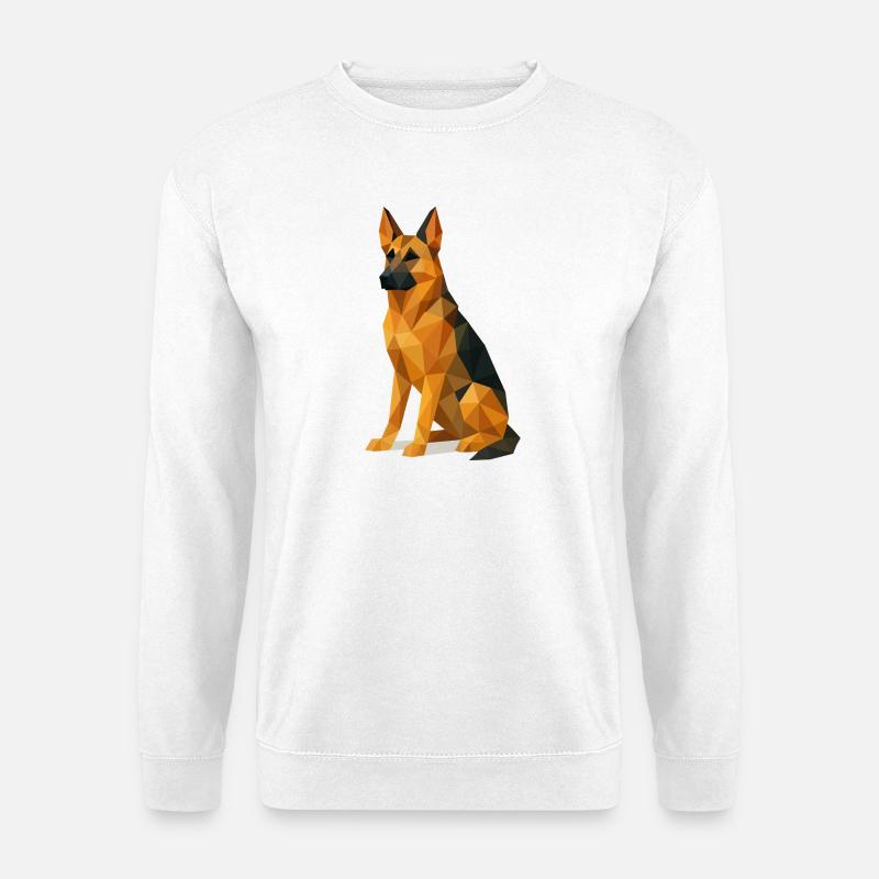 Deutscher Schäferhund in Low Poly - Unisex Pullover - Weiß