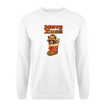 Christmas raccoon in stocking - Unisex Sweatshirt - white - Front