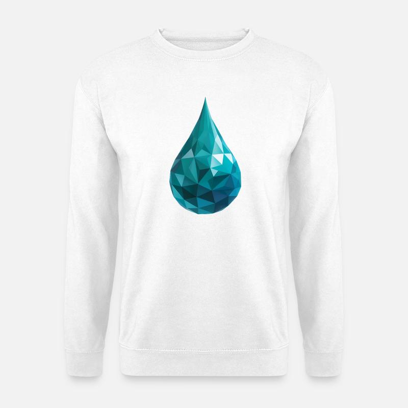 Wassertropfen - Cooles Low Poly Logo - Unisex Pullover - Weiß