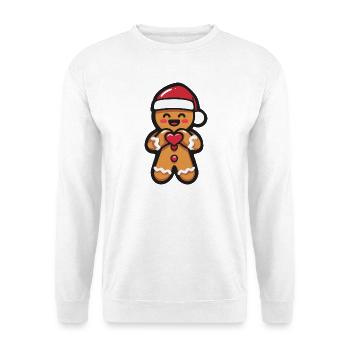 Kawaii Gingerbread Man Heart Christmas - Unisex Sweatshirt - white - Front