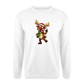 Lustiges Weihnachtsrentier – Festliche und Humo-Illustration - Unisex Pullover - Weiß - Vorne