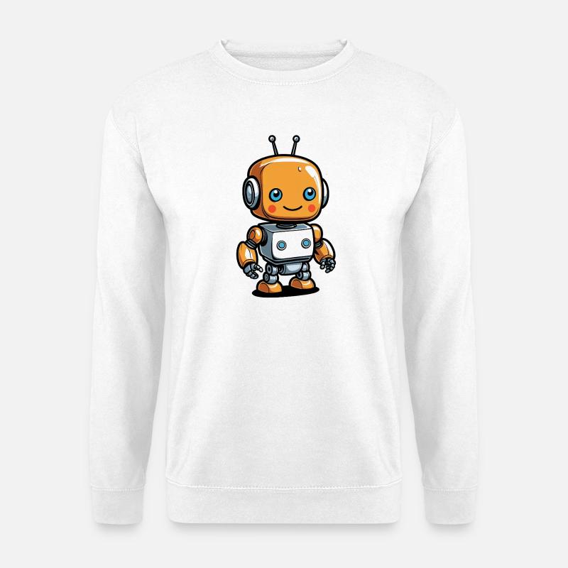 Kawaii Orange Roboter mit Headset - Unisex Pullover - Weiß