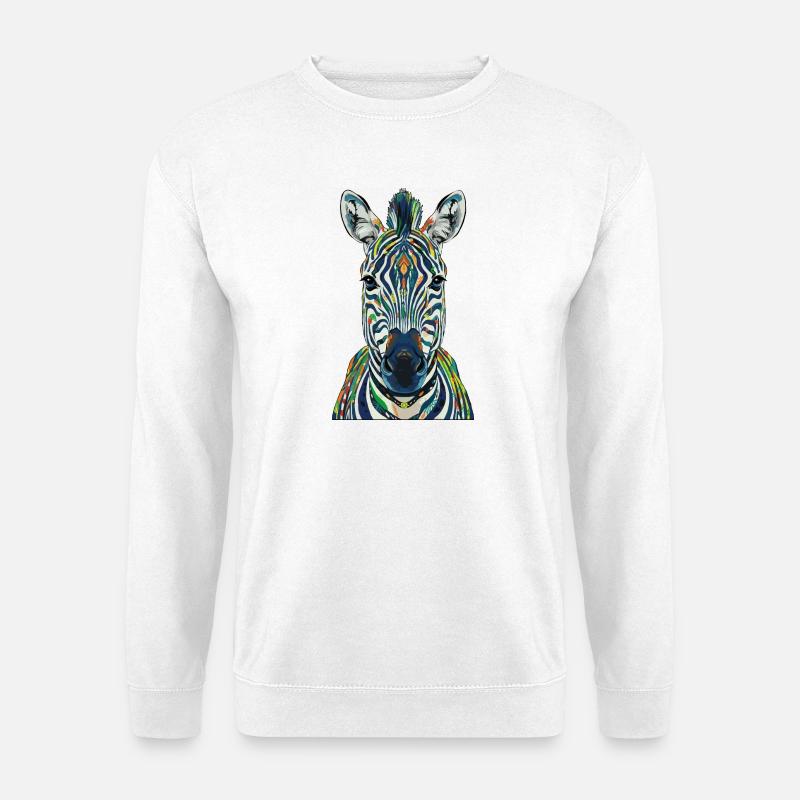 Buntes Zebra - Unisex Pullover - Weiß