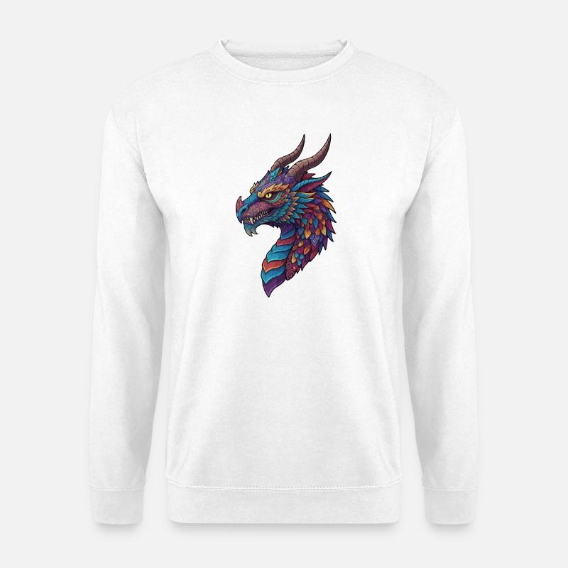 Buntes Drachenmosaik - Unisex Pullover - Weiß