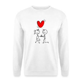 Rotes Herz auf Schwarz - Unisex Pullover - Weiß - Vorne